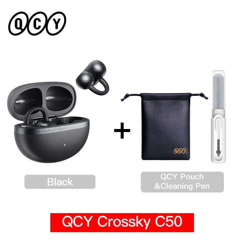 Crossky C50 Open-Ear Wireless Earbuds — Bluetooth 6.0, Clip-On, 4-Mic Call Clarity