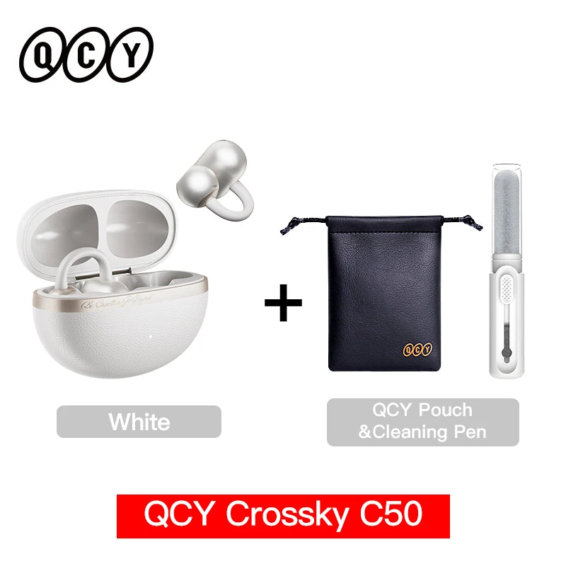 Crossky C50 Open-Ear Wireless Earbuds — Bluetooth 6.0, Clip-On, 4-Mic Call Clarity