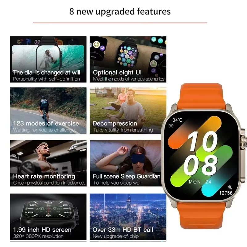 Smartwatch Bluetooth Talk Smartwatch Message Alert Heart Rate Monitor Sports Watch for Android IOS Men Women