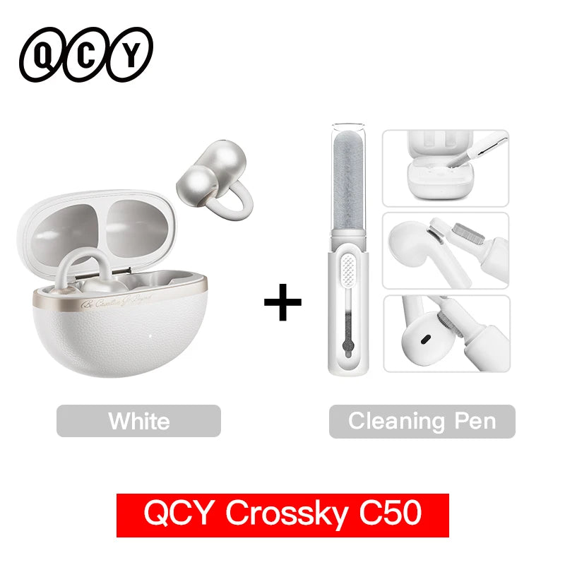 Crossky C50 Open-Ear Wireless Earbuds — Bluetooth 6.0, Clip-On, 4-Mic Call Clarity