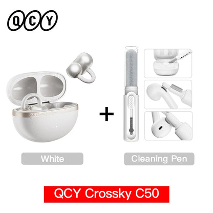 Crossky C50 Open-Ear Wireless Earbuds — Bluetooth 6.0, Clip-On, 4-Mic Call Clarity