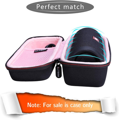 LTGEM Hard Carrying Case for JBL Flip 5/6/7 & Flip Grip — Protective Travel & Storage Bag for Waterproof Portable Bluetooth Speaker (Black/Pink, Case Only)