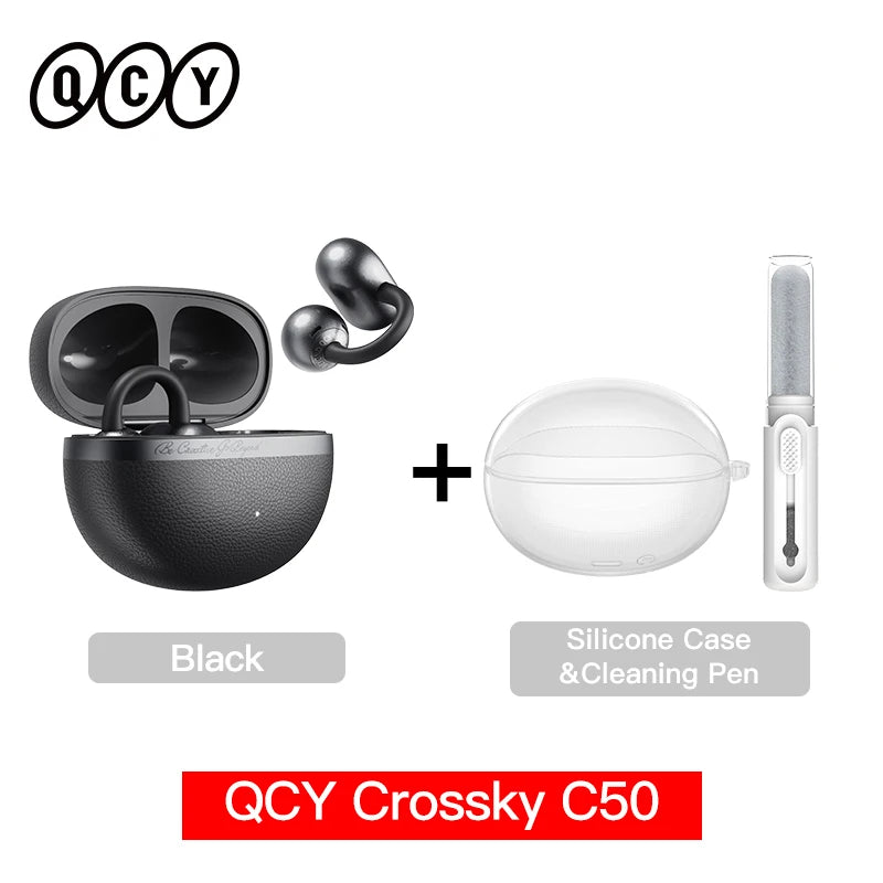 Crossky C50 Open-Ear Wireless Earbuds — Bluetooth 6.0, Clip-On, 4-Mic Call Clarity