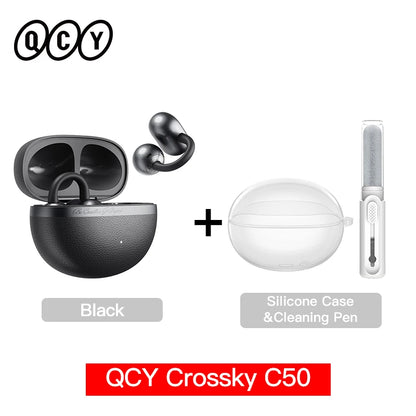 Crossky C50 Open-Ear Wireless Earbuds — Bluetooth 6.0, Clip-On, 4-Mic Call Clarity