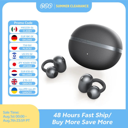 Crossky C50 Open-Ear Wireless Earbuds — Bluetooth 6.0, Clip-On, 4-Mic Call Clarity