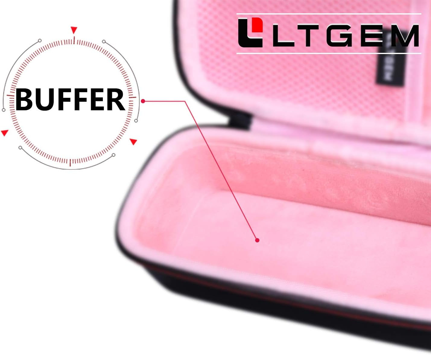 LTGEM Hard Carrying Case for JBL Flip 5/6/7 & Flip Grip — Protective Travel & Storage Bag for Waterproof Portable Bluetooth Speaker (Black/Pink, Case Only)