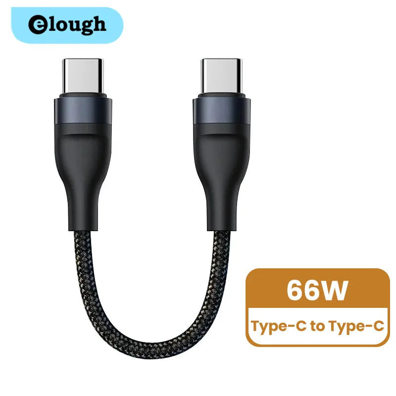 USB-C to USB-C Fast Charging Cable, 66W — 0.25m Short Cord, Compatible with iPhone 15 & Samsung