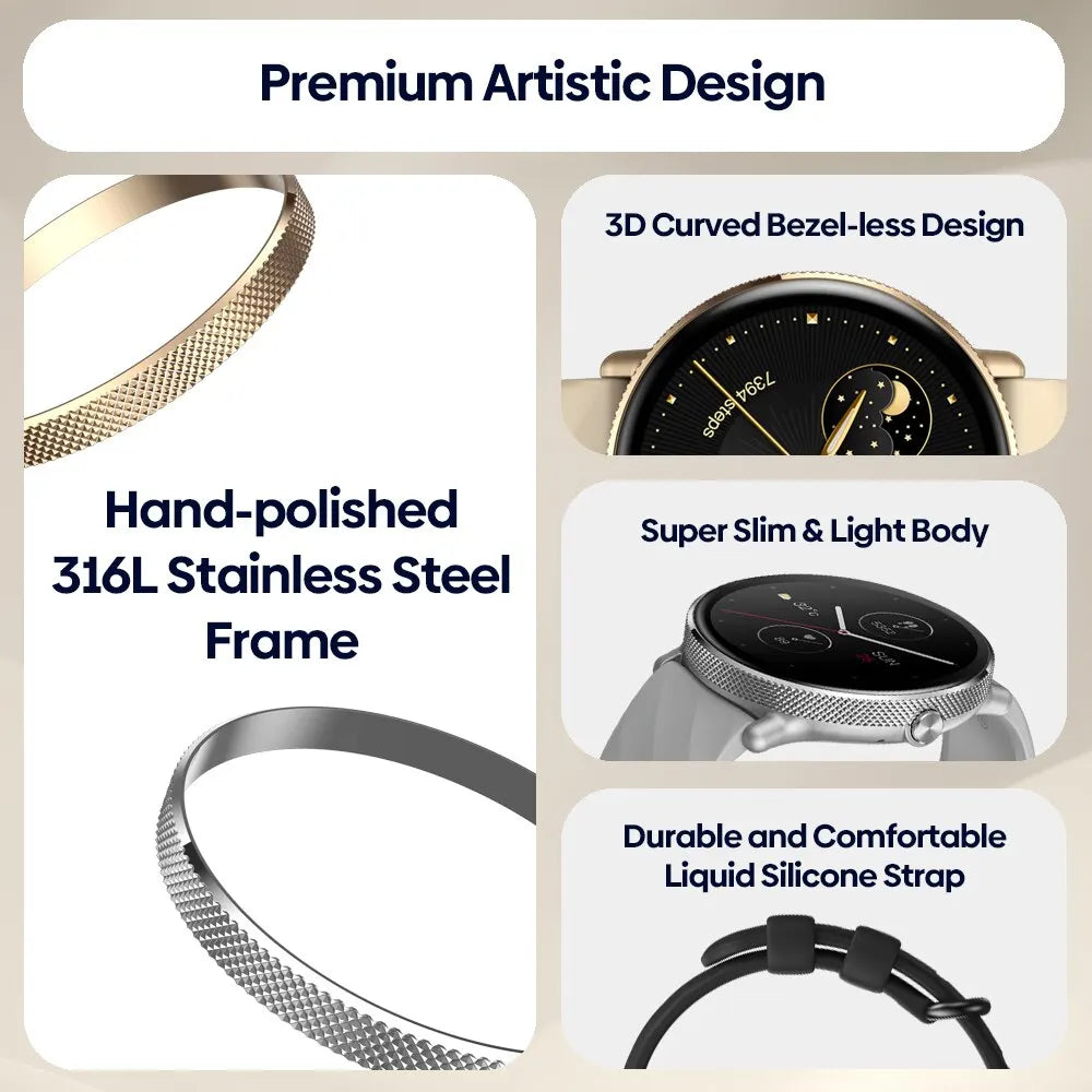 GTR 3 Pro Smartwatch — 1.43" AMOLED, Stainless Steel, Voice Calling, Fitness Tracking