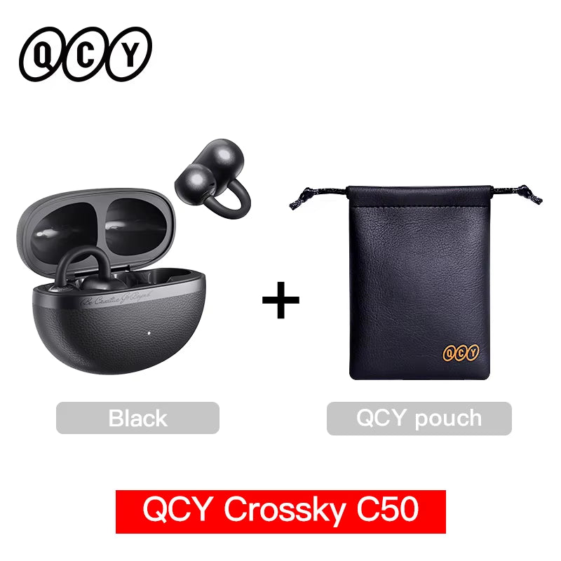 Crossky C50 Open-Ear Wireless Earbuds — Bluetooth 6.0, Clip-On, 4-Mic Call Clarity