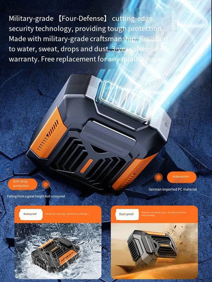 HOMFISH Portable Belt Clip Fan — Wearable Neck & Hanging Fan with Power Bank & Flashlight, Ideal for Outdoor Work, Hiking & Camping
