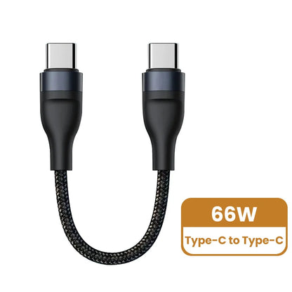 USB-C to USB-C Fast Charging Cable, 66W — 0.25m Short Cord, Compatible with iPhone 15 & Samsung