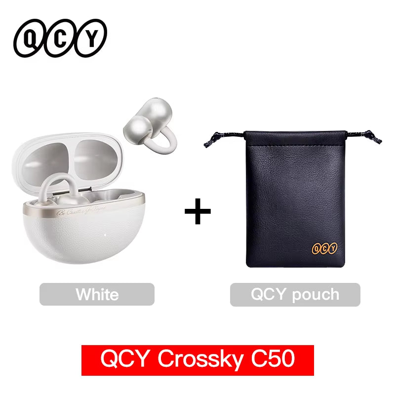 Crossky C50 Open-Ear Wireless Earbuds — Bluetooth 6.0, Clip-On, 4-Mic Call Clarity