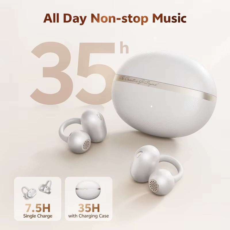 Crossky C50 Open-Ear Wireless Earbuds — Bluetooth 6.0, Clip-On, 4-Mic Call Clarity