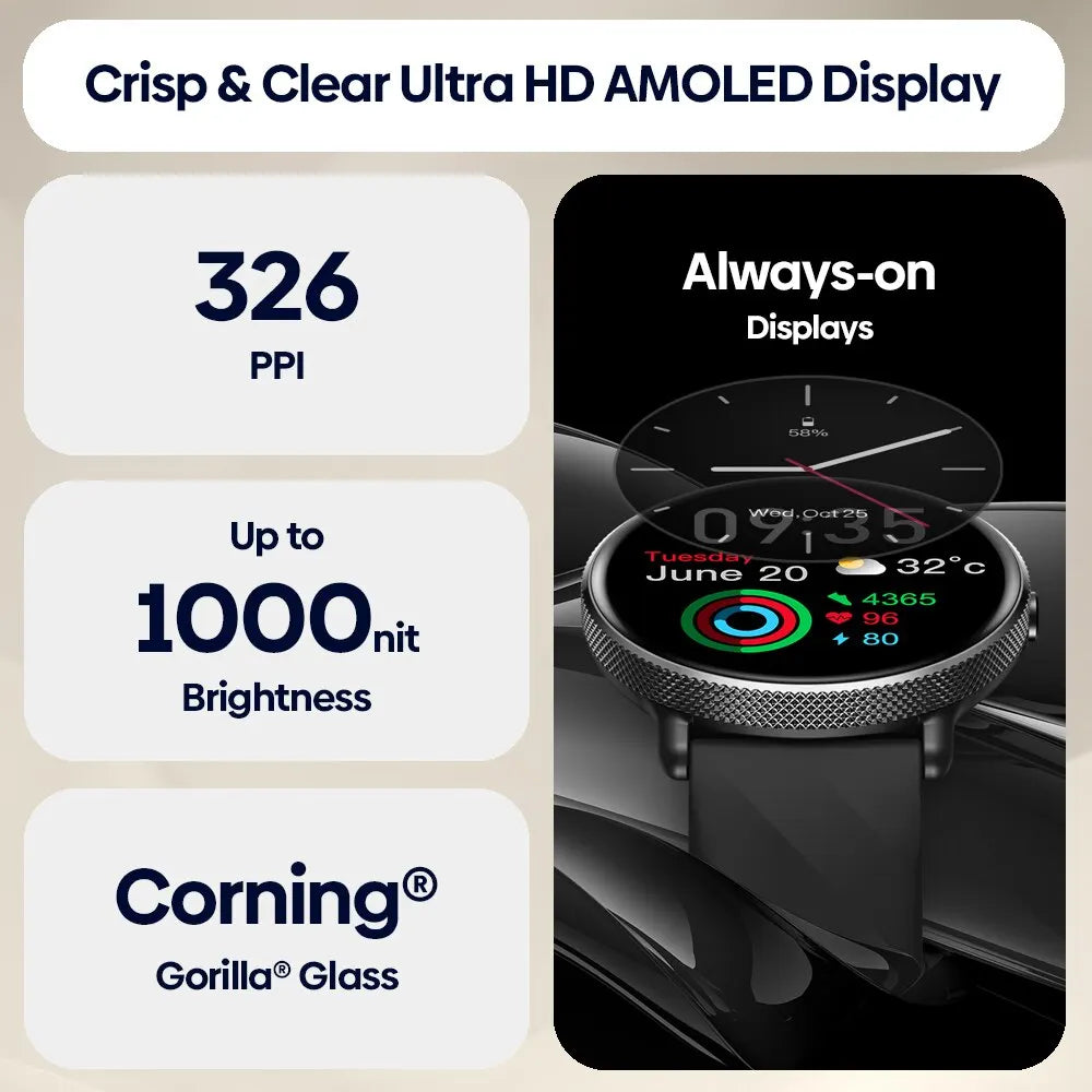 GTR 3 Pro Smartwatch — 1.43" AMOLED, Stainless Steel, Voice Calling, Fitness Tracking