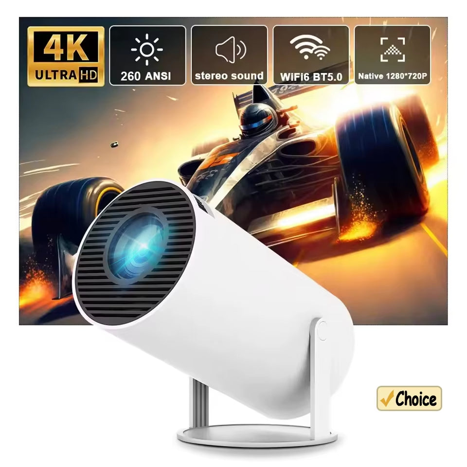 HY300 4K Android 11 Projector — Allwinner H713, WiFi 6, Bluetooth 5.0, 290 ANSI Lumens, 1080P Support, 1280×720 Native Resolution, Portable Cinema Projector for Indoor & Outdoor Use
