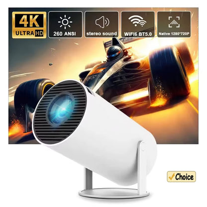 HY300 4K Android 11 Projector — Allwinner H713, WiFi 6, Bluetooth 5.0, 290 ANSI Lumens, 1080P Support, 1280×720 Native Resolution, Portable Cinema Projector for Indoor & Outdoor Use