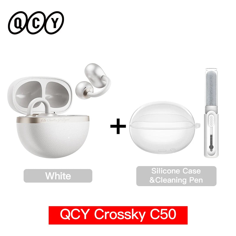 Crossky C50 Open-Ear Wireless Earbuds — Bluetooth 6.0, Clip-On, 4-Mic Call Clarity