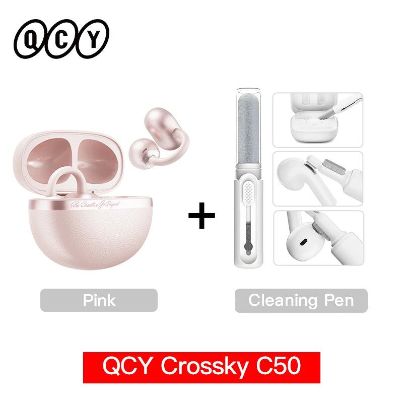 Crossky C50 Open-Ear Wireless Earbuds — Bluetooth 6.0, Clip-On, 4-Mic Call Clarity