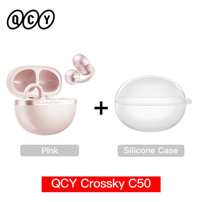 Crossky C50 Open-Ear Wireless Earbuds — Bluetooth 6.0, Clip-On, 4-Mic Call Clarity