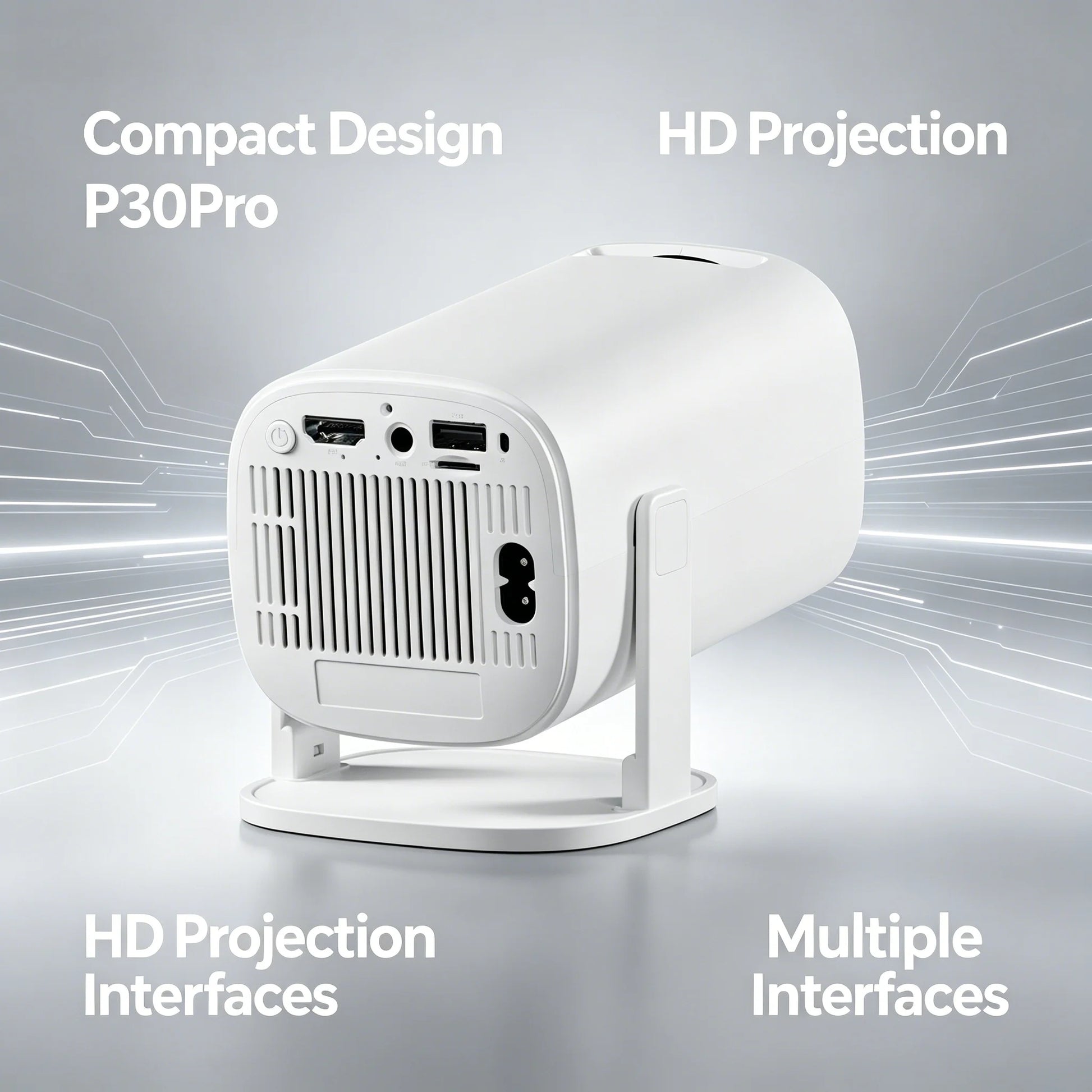 P30 Pro Smart Projector — Android 14, Native 720p, 4K Decoding, WiFi 6