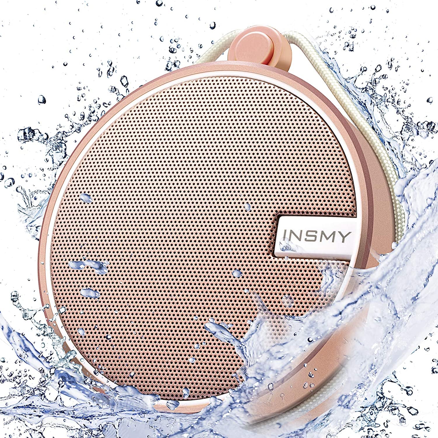 C12 Portable Bluetooth Speaker — IP67 Waterproof Shower Speaker with Suction Cup, Loud Clear Sound, TF Card Support, Ideal for Kayak, Beach & Outdoor Use (Pink)