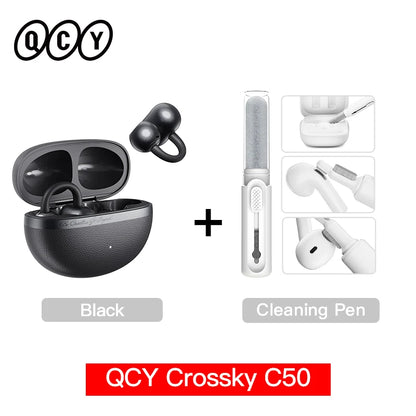 Crossky C50 Open-Ear Wireless Earbuds — Bluetooth 6.0, Clip-On, 4-Mic Call Clarity