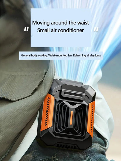 HOMFISH Portable Belt Clip Fan — Wearable Neck & Hanging Fan with Power Bank & Flashlight, Ideal for Outdoor Work, Hiking & Camping