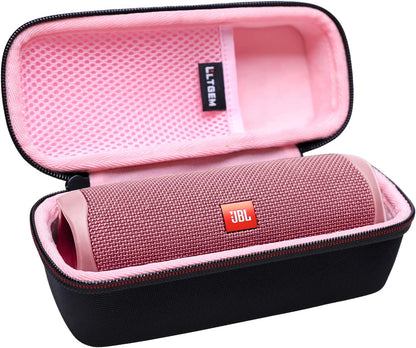 LTGEM Hard Carrying Case for JBL Flip 5/6/7 & Flip Grip — Protective Travel & Storage Bag for Waterproof Portable Bluetooth Speaker (Black/Pink, Case Only)