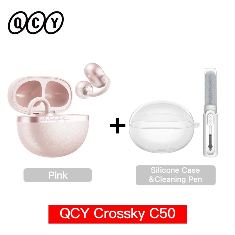 Crossky C50 Open-Ear Wireless Earbuds — Bluetooth 6.0, Clip-On, 4-Mic Call Clarity