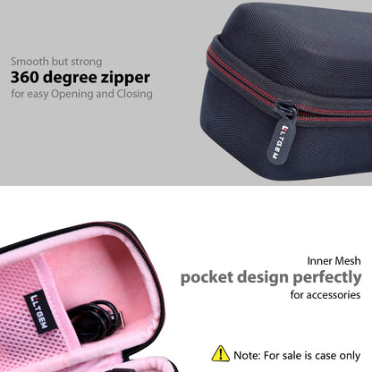 LTGEM Hard Carrying Case for JBL Flip 5/6/7 & Flip Grip — Protective Travel & Storage Bag for Waterproof Portable Bluetooth Speaker (Black/Pink, Case Only)